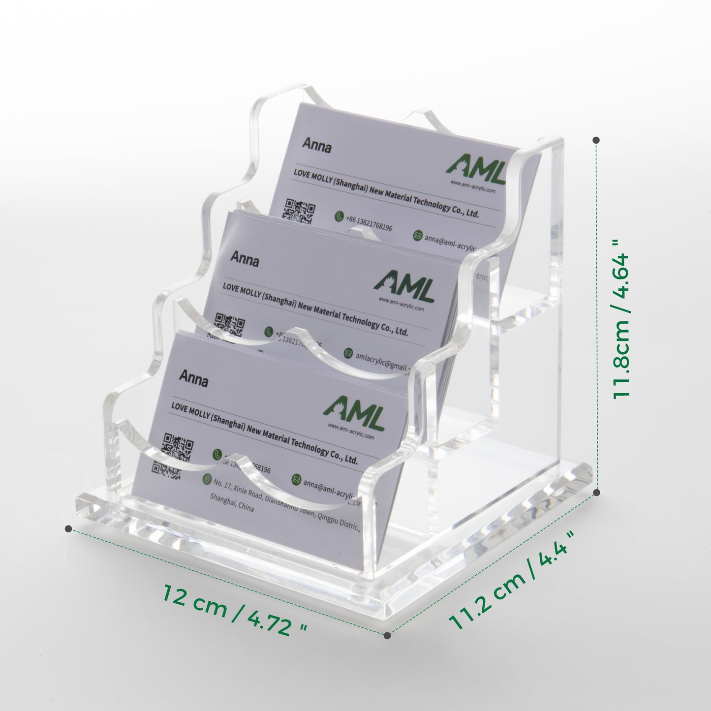 AIMOLLY acrylic business card box display stand transparent business card display stand business card box front desk multi-grid large-capacity card storage seat office exhibition organization box hotel door card storage simple.(Model AML-016/017)