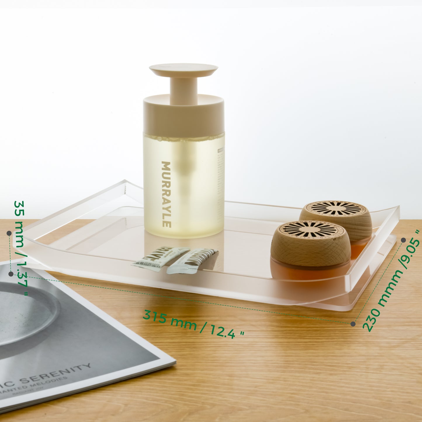 AIMOLLY's highly transparent and large-capacity boat-shaped acrylic storage tray is suitable for storage trays such as cosmetics, documents, stationery, and jewelry displays.(Model AML-028/029)