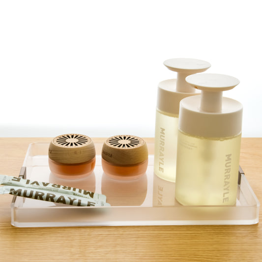 AIMOLLY Acrylic large-capacity storage tray hotel sink cup holder is suitable for storage trays such as cosmetics, documents, stationery, and jewelry displays.(Model AML-032/033)