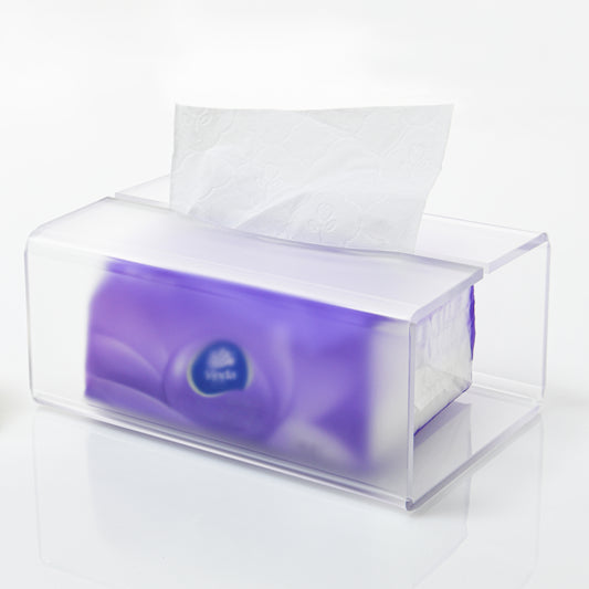 AIMOLLY frosted acrylic semi-permeable tissue box tissue box facial tissue multifunctional facial tissue storage box.(Model AML-035)