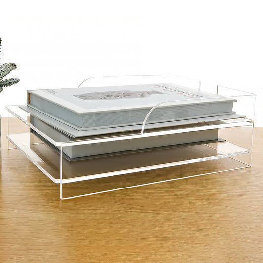 AIMOLLY acrylic file rack small bookshelf desktop transparent A4 file folder information rack storage receipt rack express single rack storage test paper sorting rack file box multi-layer.(Model AML-050/051)