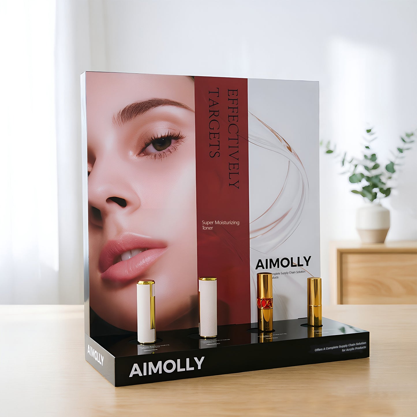 Clear Acrylic 4-Hole Makeup Display Box
