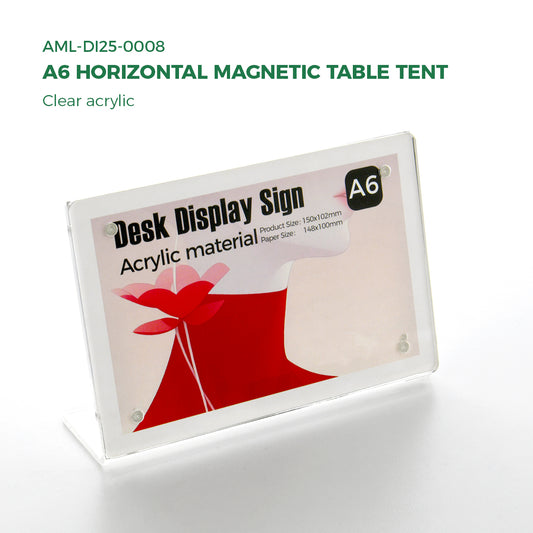 Clear Acrylic A6 Folded Magnetic Table Tent