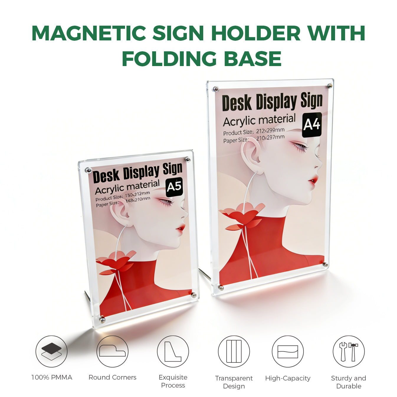 Clear Acrylic A4/A5 Magnetic Kickstand Tent