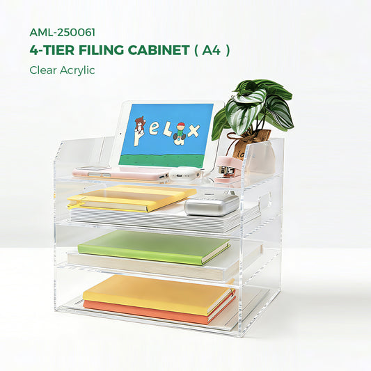 AIMOLLY book paper tray organizer, suitable for double-layer acrylic organizers and accessories on the desktop, one-piece A4 paper organizer with handle, transparent letter tray and compact office folder, model AML-060/061)