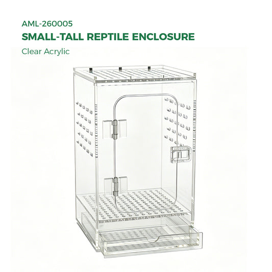AIMOLLY Acrylic tall reptile enclosure, Ventilated pet cage, with 360° clear view, easy-to-clean living environment, suitable for geckos, frogs, insects, hermit crabs, etc.(Model: AML-PE25-0004/5/6/7)