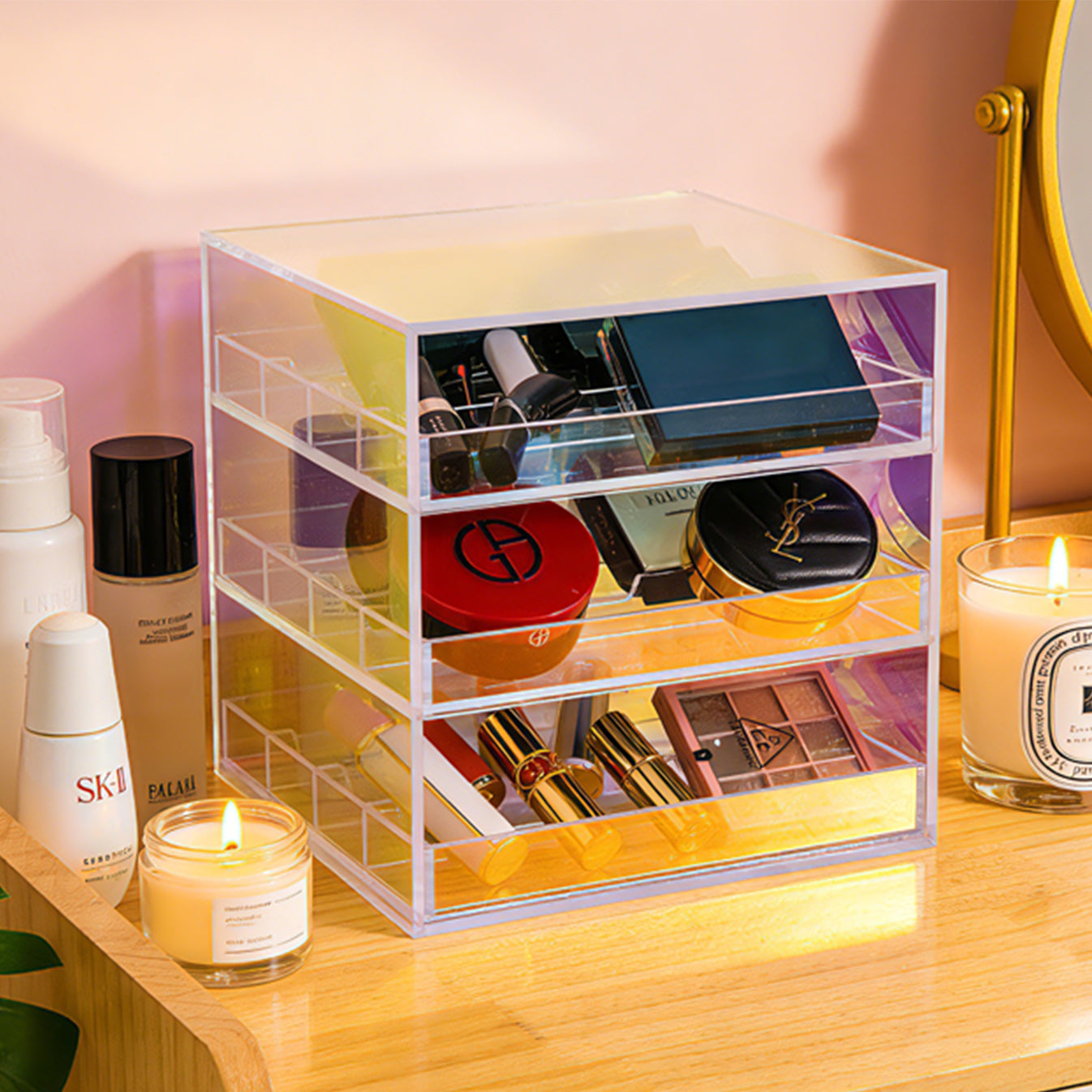 Clear Acrylic Makeup Organizer Set