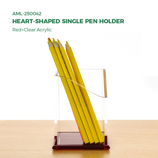 AIMOLLY Transparent Pen Holder Storage Box Desktop Student Stationery Box Acrylic Large Capacity Pen Bucket Office Stationery Storage Writing Tools Simple Thickening.(Model AML-041/042/043)