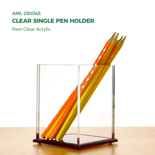 AIMOLLY Transparent Pen Holder Storage Box Desktop Student Stationery Box Acrylic Large Capacity Pen Bucket Office Stationery Storage Writing Tools Simple Thickening.(Model AML-044/045)