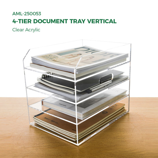 AIMOLLY Desktop file rack, transparent A4 folder storage box, business office storage rack, student test paper sorting rack, file box, multi-layer large-capacity bookshelf, simple and creative.(Model AML-052/053)
