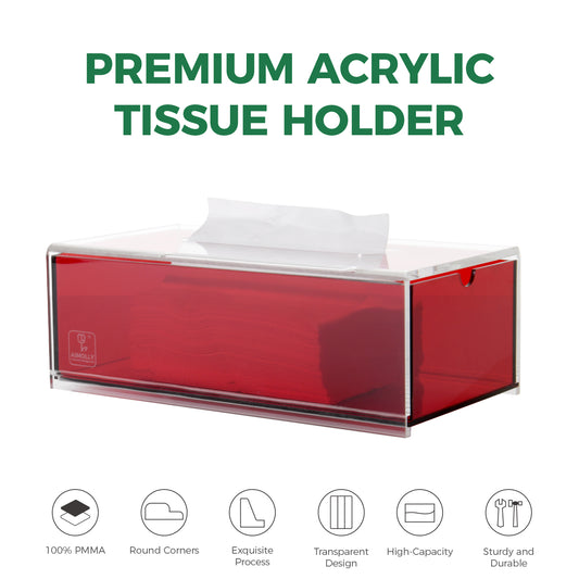 AIMOLLY frosted acrylic semi-permeable tissue box tissue box facial tissue multifunctional facial tissue storage box.(Model AML-HO25-0003-0004)