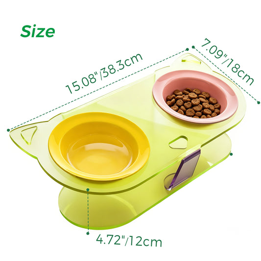 AIMOLLY acrylic9-2 Bowl Elevated Dog/Cat Feeder. High-rise dog/cat feeder. Perfect for cats and puppies. Model: AML-PE25-0021