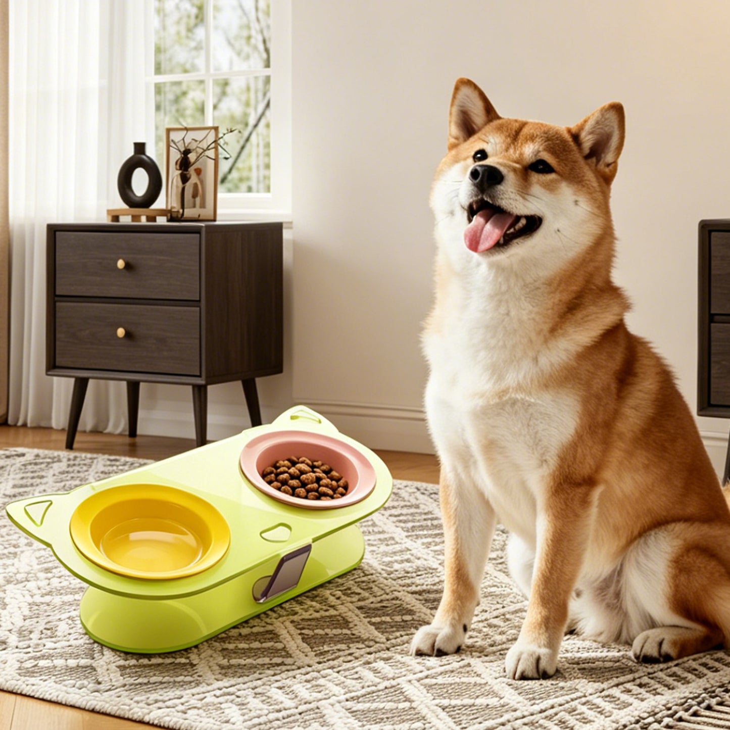 AIMOLLY acrylic9-2 Bowl Elevated Dog/Cat Feeder. High-rise dog/cat feeder. Perfect for cats and puppies. Model: AML-PE25-0021