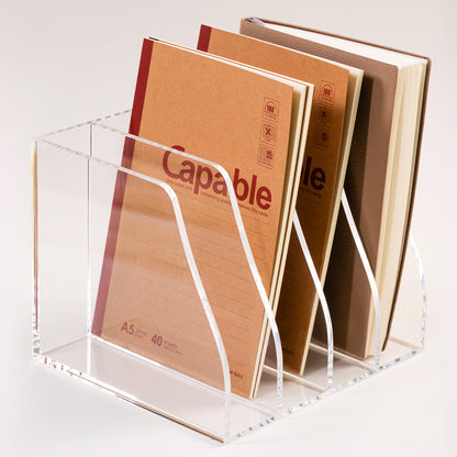 AIMOLLY classified file rack - 4 grid/6 grid vertical compartment desktop organizer, suitable for office and home, office desk, desk file storage rack ((Model AML-001/002)