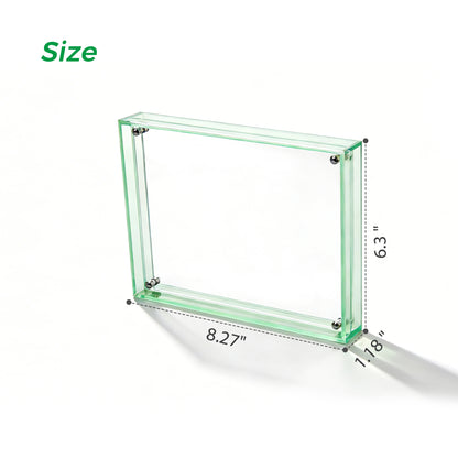 AIMOLLY Transparent Photo Frame .Freestanding Double Sided Magnetic Acrylic Lucite Frameless Transparent Square Frame Gift for Desktop Display(AML-HO25-（0022-0024）)