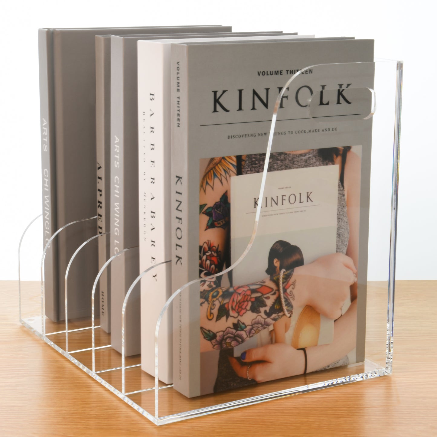 AIMOLLY Acrylic Magazine File Rack -3/5 Compartment Vertical Compartment Desktop Organizer, Clear Document Sorter with Binders, Suitable for Office, Bookstore and Workspace Storage. (Model AML-003/004)