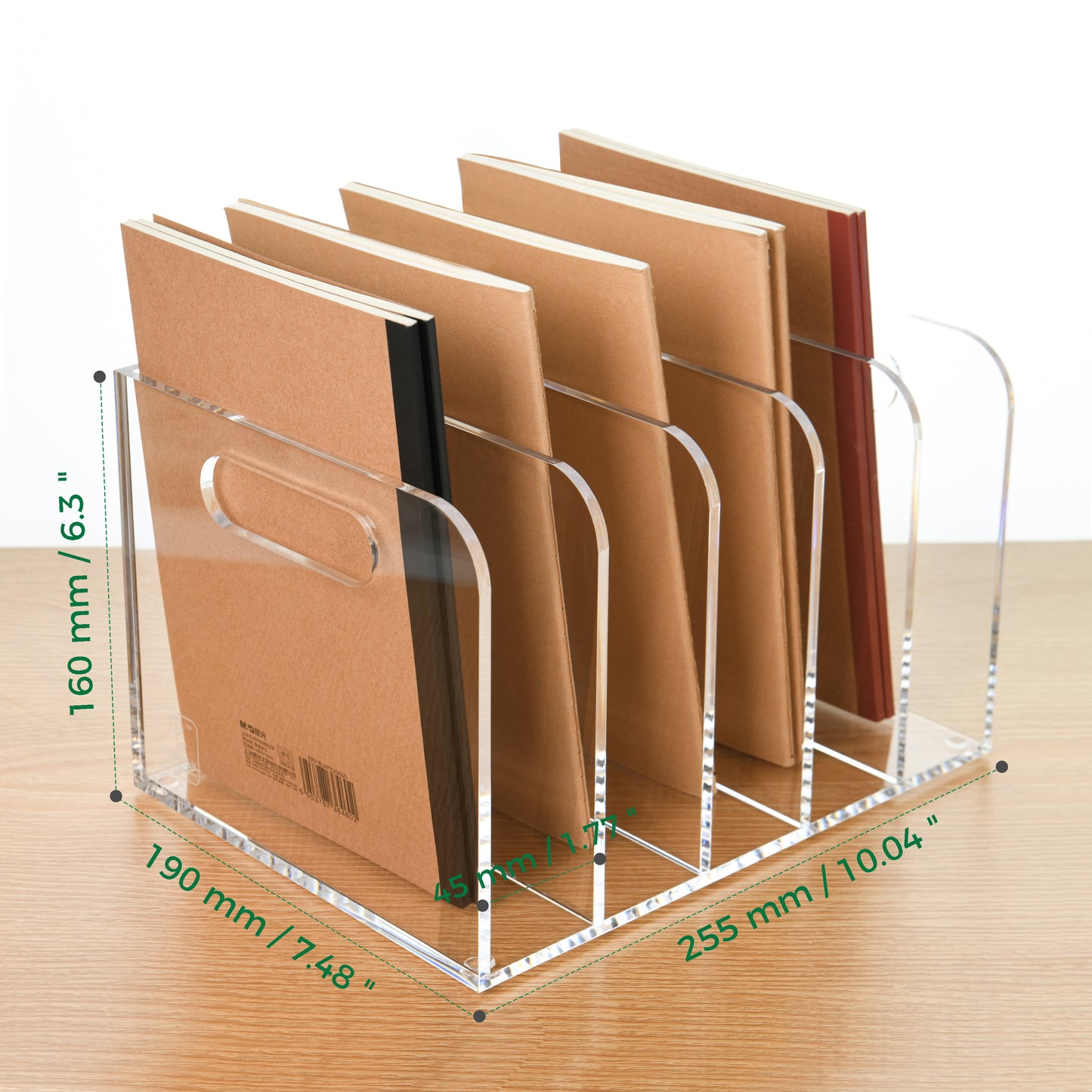AIMOLLY transparent acrylic file rack - 3/5 vertical compartment desktop organizer, suitable for office and home, desk file storage rack(Model AML-005/006)