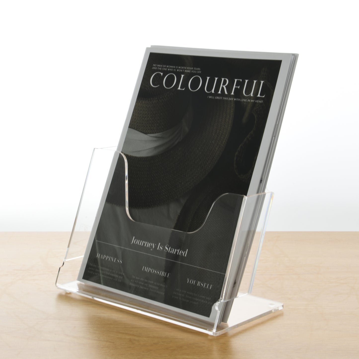 AIMOLLY information display rack A4 magazine rack transparent acrylic thickened shelf table reading folding rack office newspaper rack .(Model AML-013/014/015)