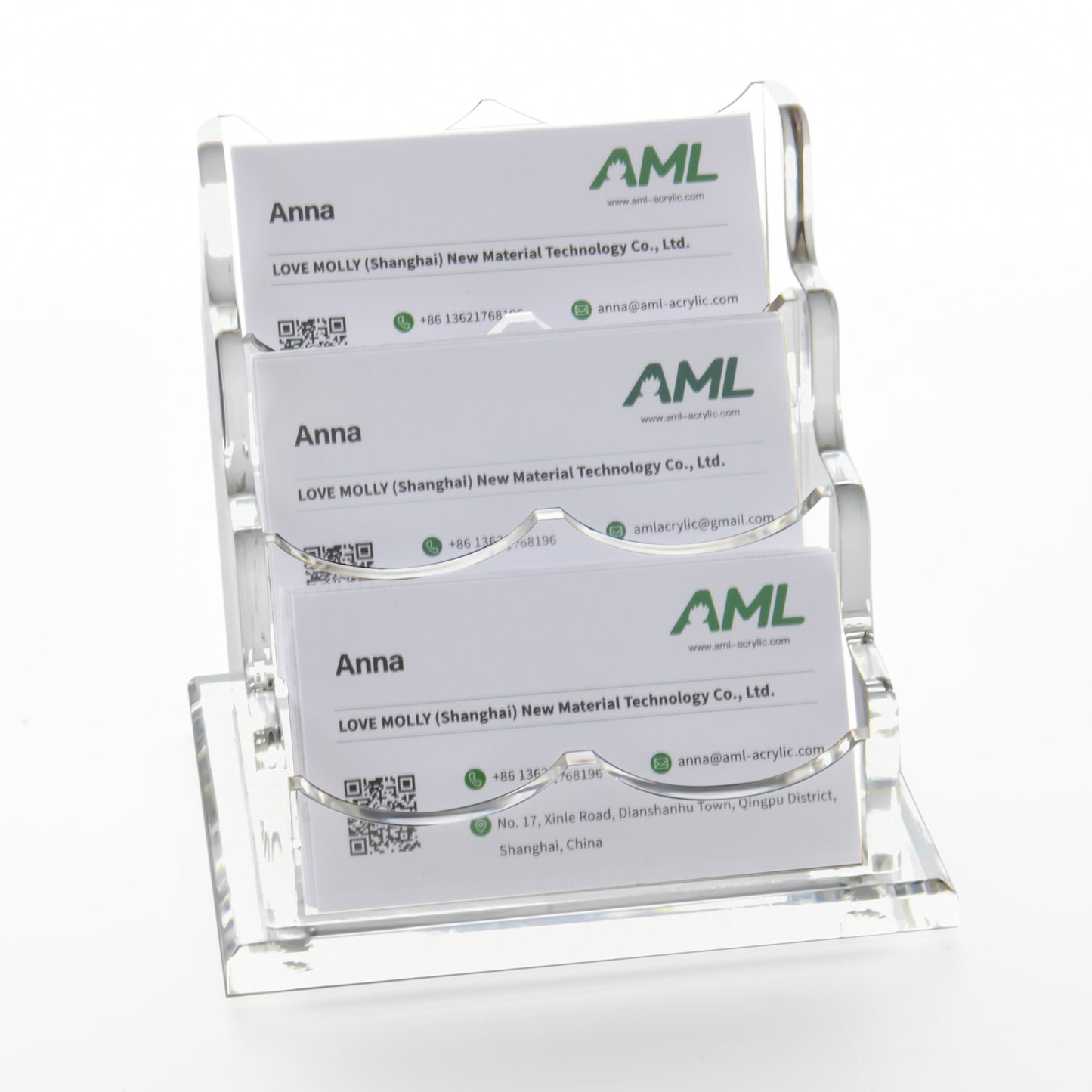 AIMOLLY acrylic business card box display stand transparent business card display stand business card box front desk multi-grid large-capacity card storage seat office exhibition organization box hotel door card storage simple.(Model AML-016/017)