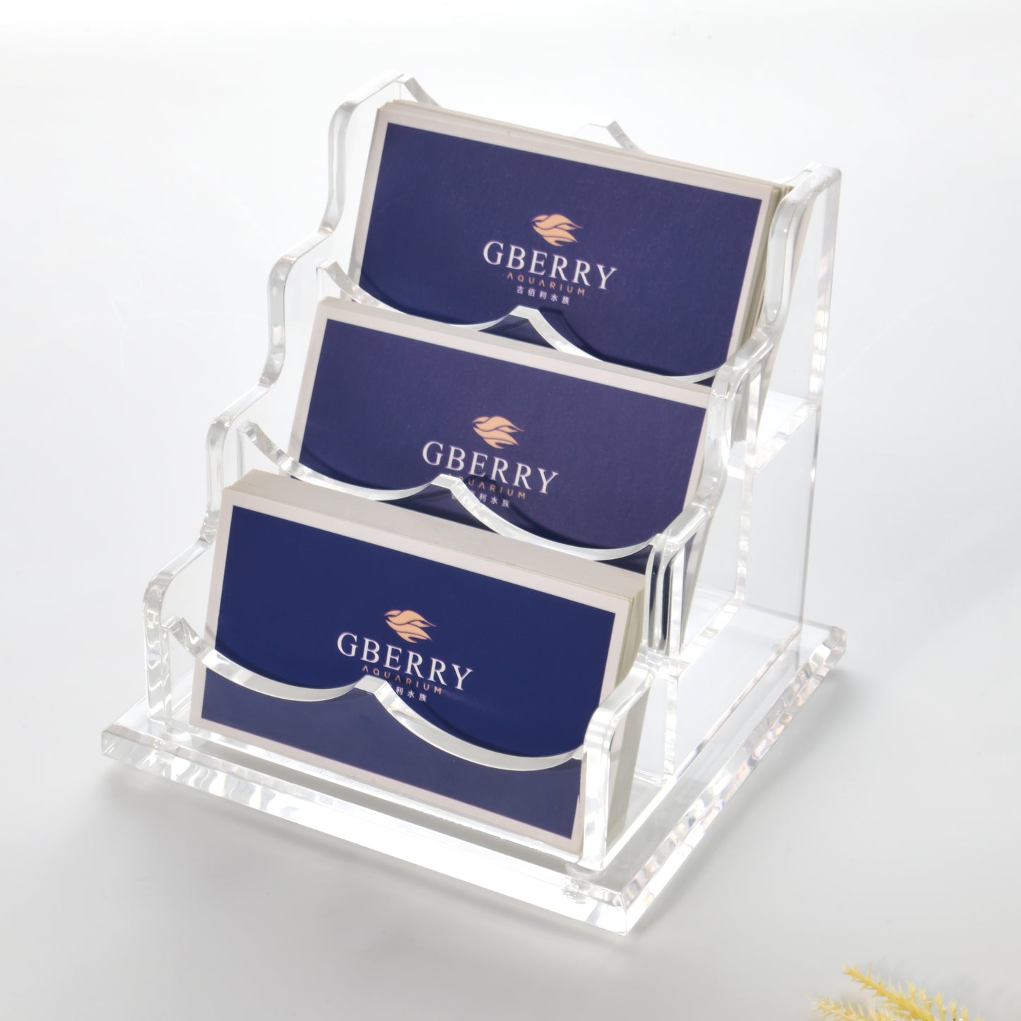 AIMOLLY acrylic business card box display stand transparent business card display stand business card box front desk multi-grid large-capacity card storage seat office exhibition organization box hotel door card storage simple.(Model AML-016/017)
