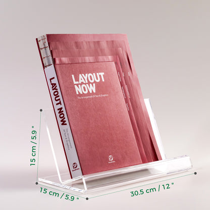 AIMOLLY bookstore bookshelf transparent book stand A4 book reading rack exhibition hall magazine reading rack books and periodical storage rack desktop file office display rack acrylic.(Model AML-018/019/020)