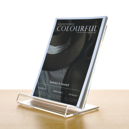 AIMOLLY bookstore bookshelf transparent book stand A4 book reading rack exhibition hall magazine reading rack books and periodical storage rack desktop file office display rack acrylic.(Model AML-018/019/020)