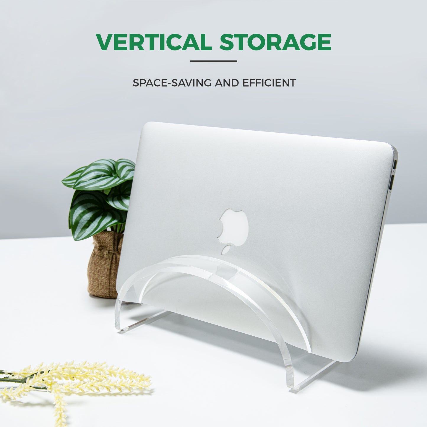 AIMOLLY Laptop Stand, Acrylic Vertical Laptop Acrylic Invisible Desk Laptop Dock Vertical Laptop Computer Rack Space-Saving Storage Device (Model AML-058)