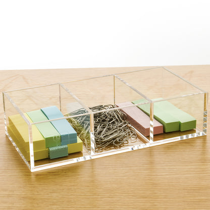 AIMOLLY acrylic transparent storage box with multiple compartments and large capacity student stationery box office storage rack stationery box note storage.(Model AML-023/046)