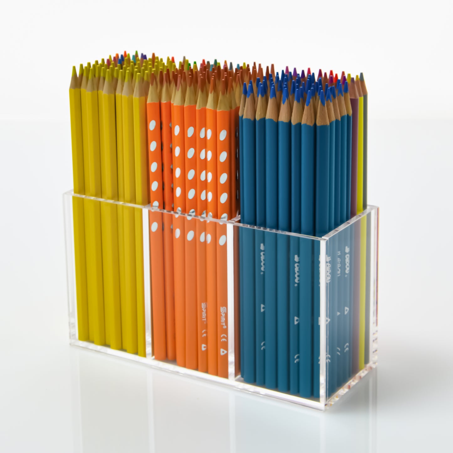 AIMOLLY acrylic transparent storage box with multiple compartments and large capacity student stationery box office storage rack stationery box note storage.(Model AML-023/046)