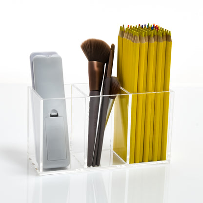 AIMOLLY acrylic transparent storage box with multiple compartments and large capacity student stationery box office storage rack stationery box note storage.(Model AML-023/046)