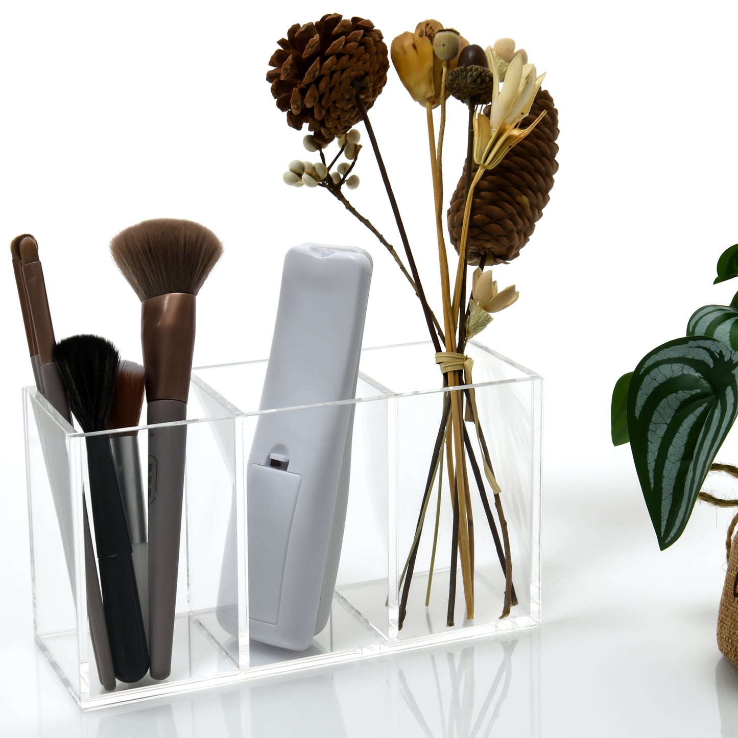 AIMOLLY acrylic transparent storage box with multiple compartments and large capacity student stationery box office storage rack stationery box note storage.(Model AML-023/046)