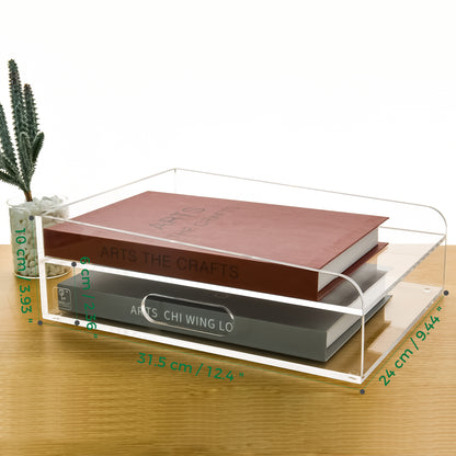 AIMOLLY acrylic file rack small bookshelf desktop transparent A4 file folder information rack storage receipt rack express single rack storage test paper sorting rack file box multi-layer.(Model AML-024/025)