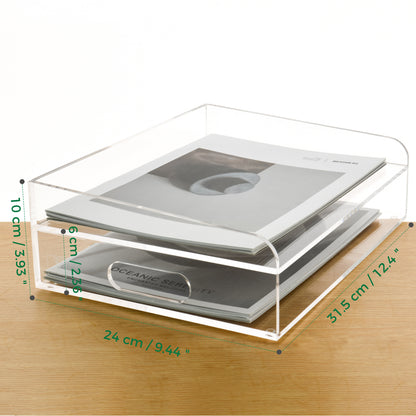 AIMOLLY acrylic file rack small bookshelf desktop transparent A4 file folder information rack storage receipt rack express single rack storage test paper sorting rack file box multi-layer.(Model AML-024/025)