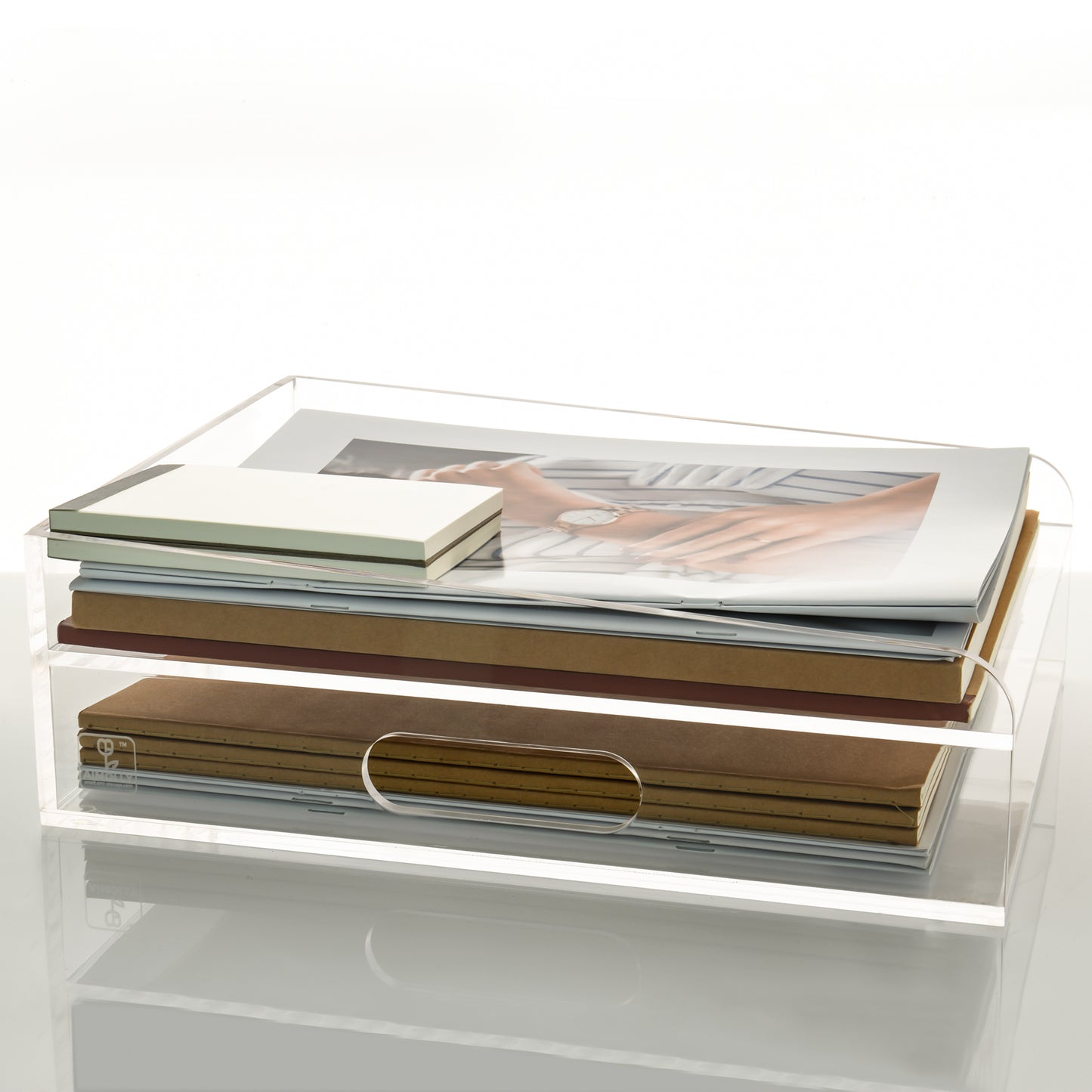 AIMOLLY acrylic file rack small bookshelf desktop transparent A4 file folder information rack storage receipt rack express single rack storage test paper sorting rack file box multi-layer.(Model AML-024/025)