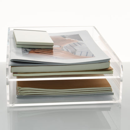 AIMOLLY acrylic file rack small bookshelf desktop transparent A4 file folder information rack storage receipt rack express single rack storage test paper sorting rack file box multi-layer.(Model AML-024/025)