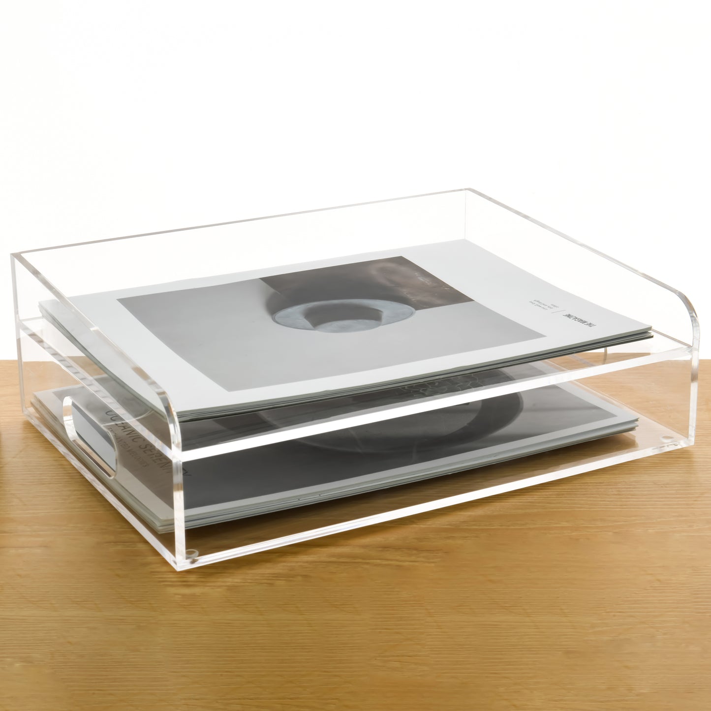 AIMOLLY acrylic file rack small bookshelf desktop transparent A4 file folder information rack storage receipt rack express single rack storage test paper sorting rack file box multi-layer.(Model AML-024/025)