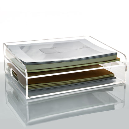 AIMOLLY acrylic file rack small bookshelf desktop transparent A4 file folder information rack storage receipt rack express single rack storage test paper sorting rack file box multi-layer.(Model AML-024/025)