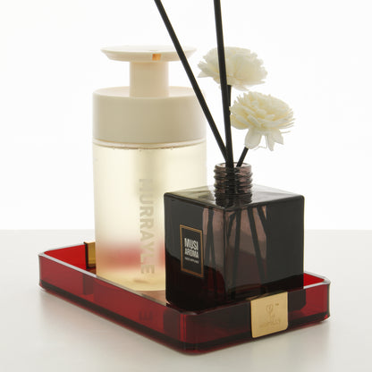 AIMOLLY Small Home Tray - Elegant Clear Acrylic Serving Tray with Handles, Perfect for Breakfast, Dining, Makeup Organizer, Bathroom Vanity, Coffee Table & Ottoman (Model: AML-HO25-0013-0014)