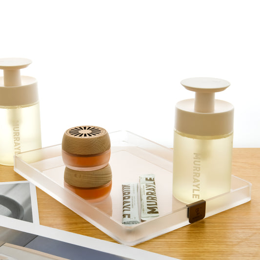 AIMOLLY Acrylic large-capacity storage tray hotel sink cup holder is suitable for storage trays such as cosmetics, documents, stationery, and jewelry displays.(Model AML-032/033)