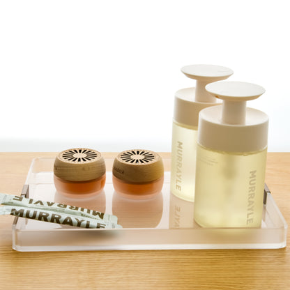 AIMOLLY Acrylic large-capacity storage tray hotel sink cup holder is suitable for storage trays such as cosmetics, documents, stationery, and jewelry displays.(Model AML-032/033)