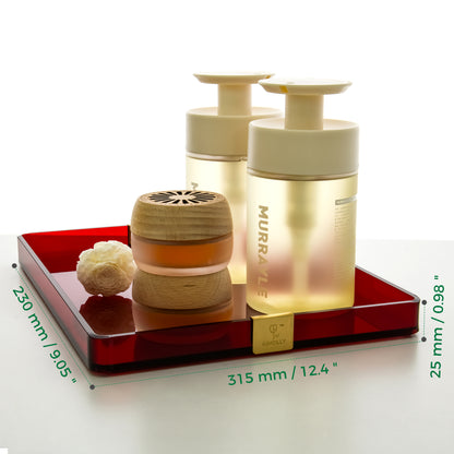 AIMOLLY Acrylic large-capacity storage tray hotel sink cup holder is suitable for storage trays such as cosmetics, documents, stationery, and jewelry displays.(Model AML-032/033)