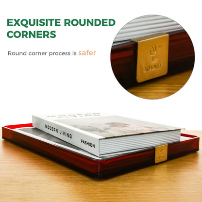 AIMOLLY Rounded Corner Tray - Elegant Clear Acrylic Serving Tray with Handles, Perfect for Breakfast, Dining, Makeup Organizer, Bathroom Vanity, Coffee Table & Ottoman (Model: AML-HO25-0015-0016)