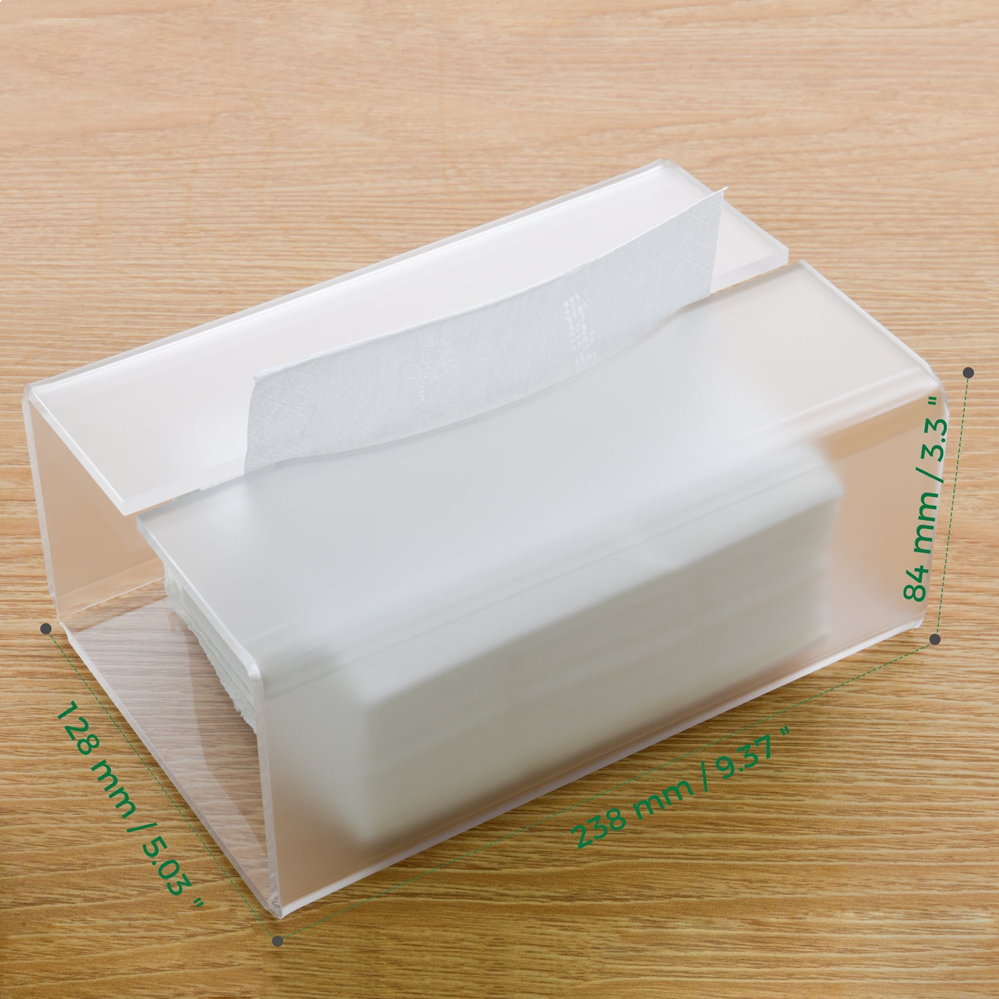 AIMOLLY frosted acrylic semi-permeable tissue box tissue box facial tissue multifunctional facial tissue storage box.(Model AML-035)
