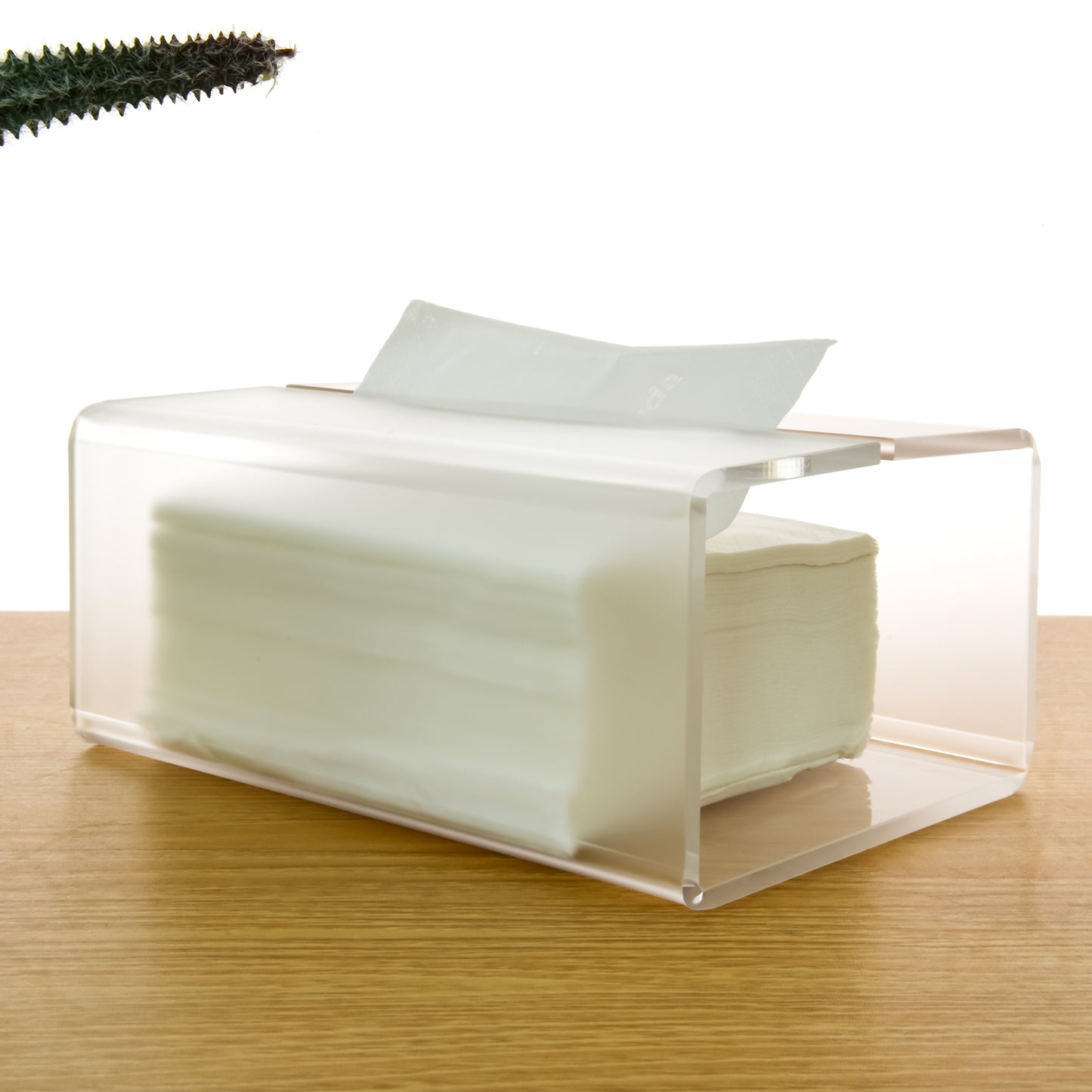 AIMOLLY frosted acrylic semi-permeable tissue box tissue box facial tissue multifunctional facial tissue storage box.(Model AML-035)