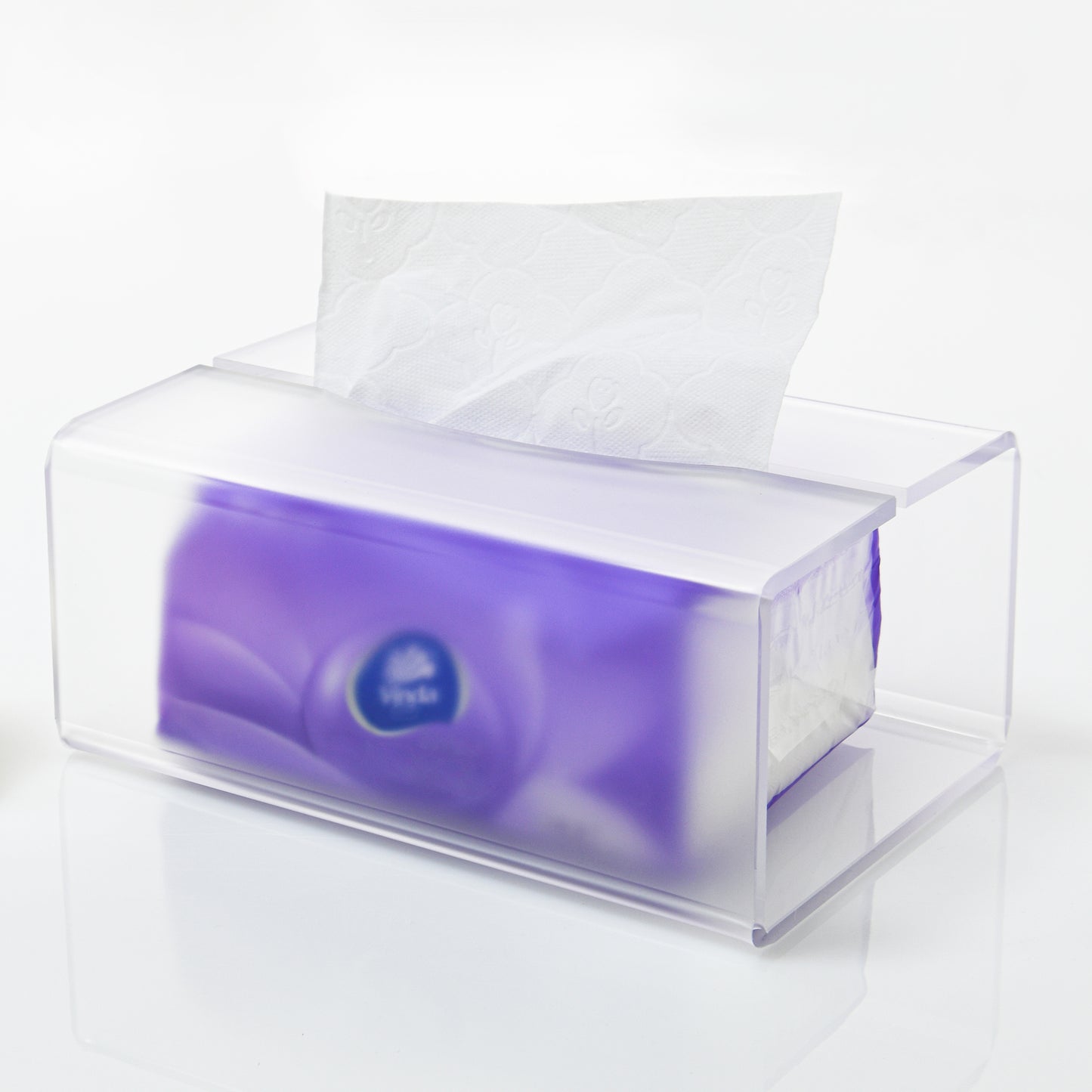 AIMOLLY frosted acrylic semi-permeable tissue box tissue box facial tissue multifunctional facial tissue storage box.(Model AML-035)