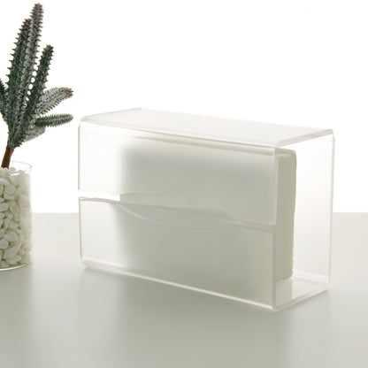 AIMOLLY frosted acrylic semi-permeable tissue box tissue box facial tissue multifunctional facial tissue storage box.(Model AML-035)