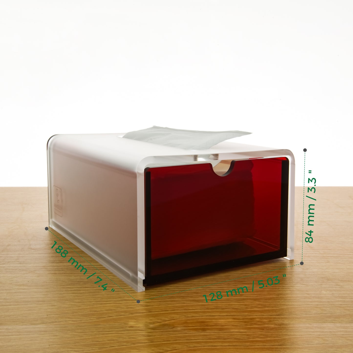 AIMOLLY frosted acrylic semi-permeable tissue box tissue box facial tissue multifunctional facial tissue storage box.(Model AML-036/037)
