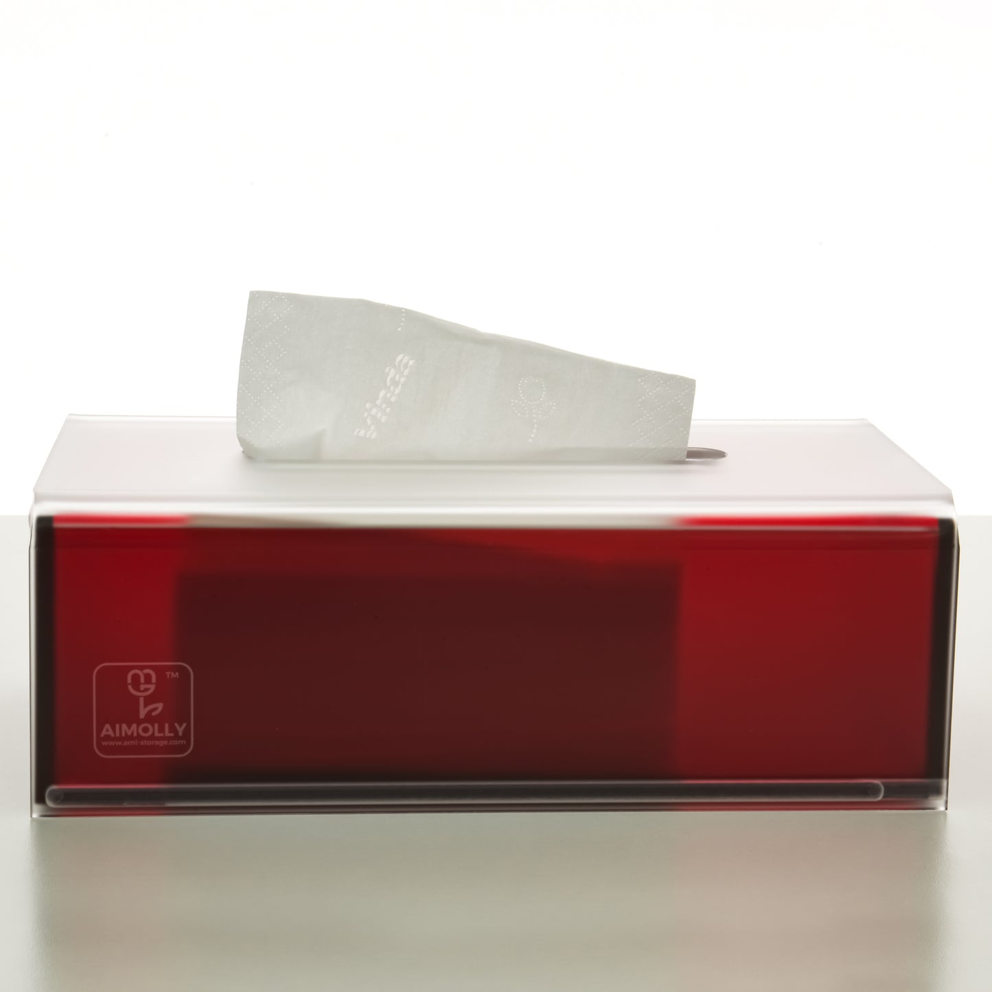 AIMOLLY frosted acrylic semi-permeable tissue box tissue box facial tissue multifunctional facial tissue storage box.(Model AML-036/037)