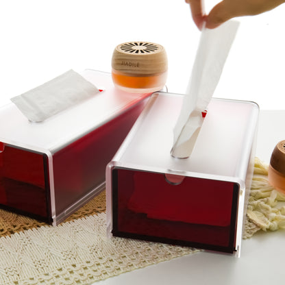 AIMOLLY frosted acrylic semi-permeable tissue box tissue box facial tissue multifunctional facial tissue storage box.(Model AML-036/037)