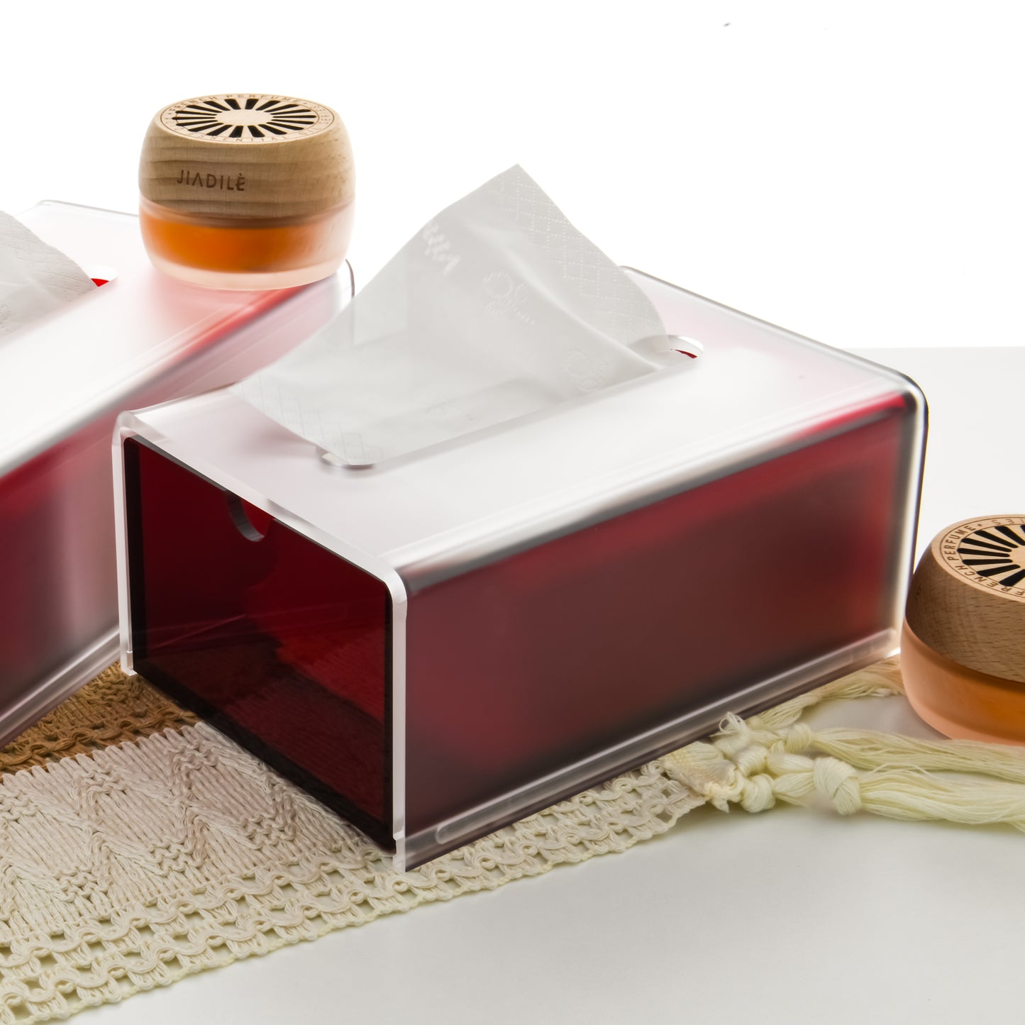 AIMOLLY frosted acrylic semi-permeable tissue box tissue box facial tissue multifunctional facial tissue storage box.(Model AML-036/037)